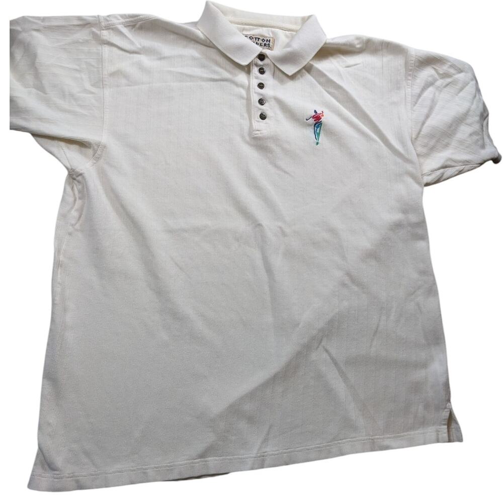 Vintage Cotton Traders Polo Shirt Mens Large White Embroidered Golfer 90s Retro
